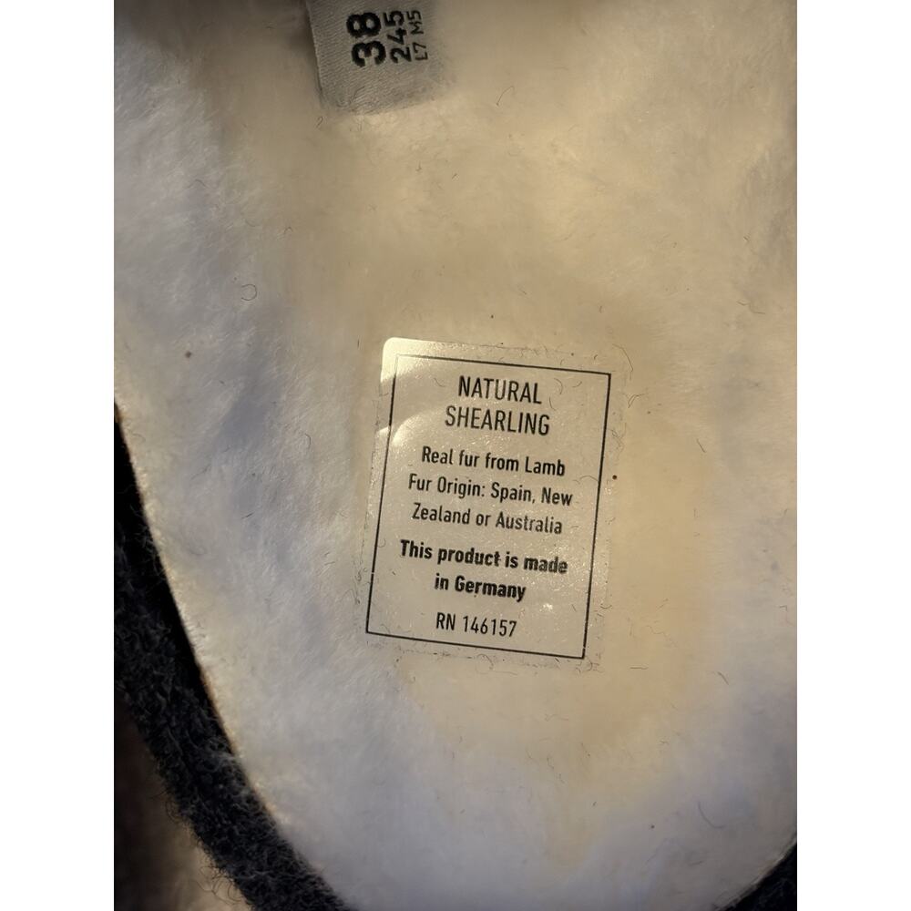 Birkenstock Zermatt Dark Grey Wool Shearling Slippers Size 38 Narrow L7 M5 - Picture 6 of 13